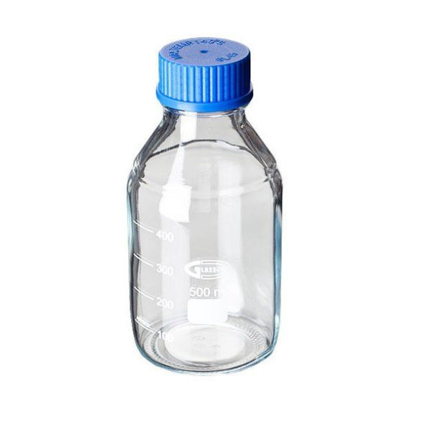 Laboratory Bottles with Blue Screw Cap
